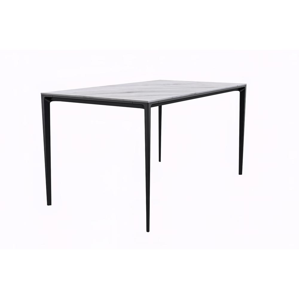 Avo Series Modern Dining Table Black Base, With 55 White Sintered Stone Top
