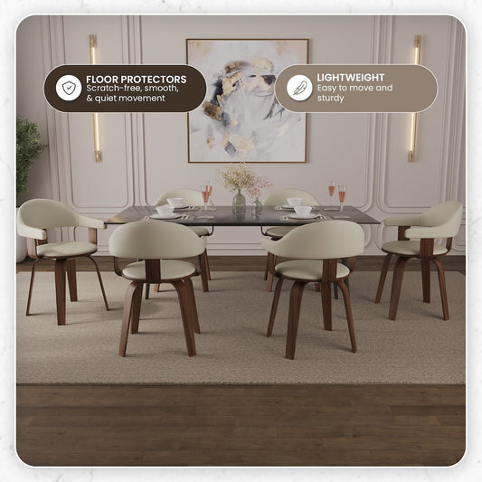 Modern Wooden Dining Chair, Walnut Color Frame in White