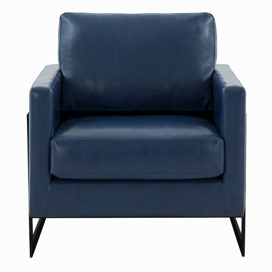 Lincoln Leather Accent Armchair With Black Frame