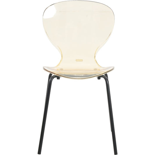 Modern Oyster Transparent Side Chair in Black Base