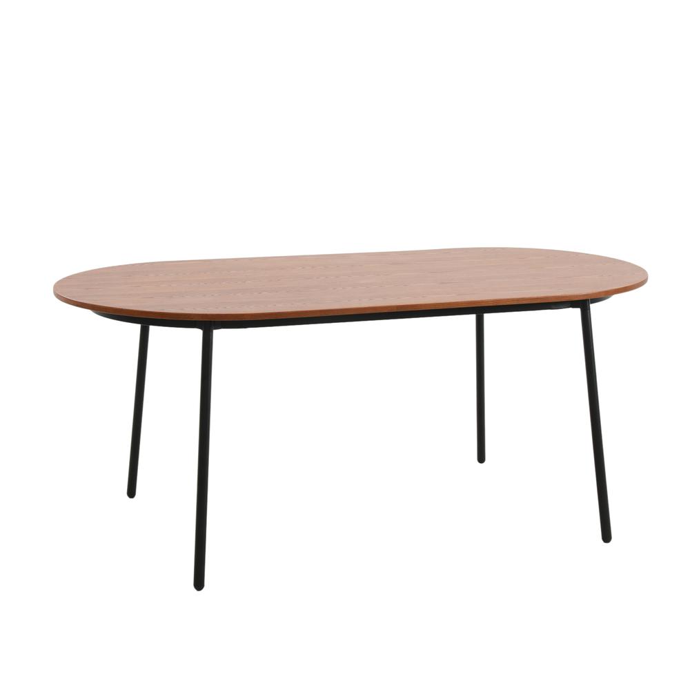 71" Oval Dining Table with MDF Top and Black Steel Legs