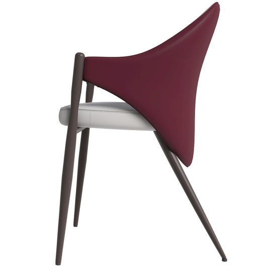 Sante Collection Modern Dining Chair Set of 2 in White/Bordouex