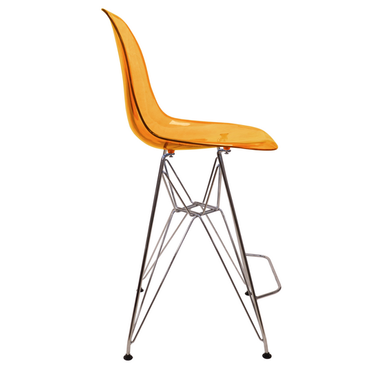 Cresco Modern Acrylic Barstool with Chrome Base and Footrest