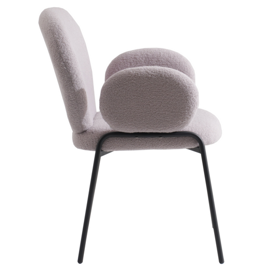 Celestial Series Boucle Dining Arm Chair, Black Frame with Grey Fabric