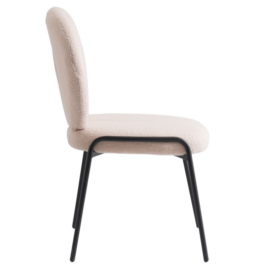 Boucle Dining Side Chair with Black Powder Coated Iron Frame