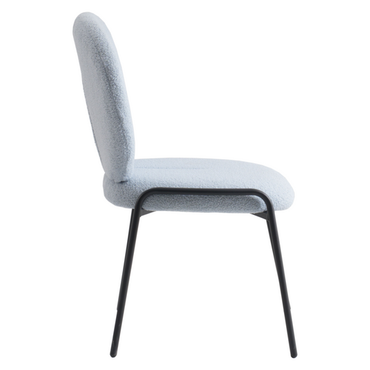 Boucle Dining Side Chair with Black Powder Coated Iron Frame