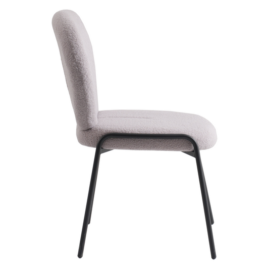 Boucle Dining Side Chair with Black Powder Coated Iron Frame
