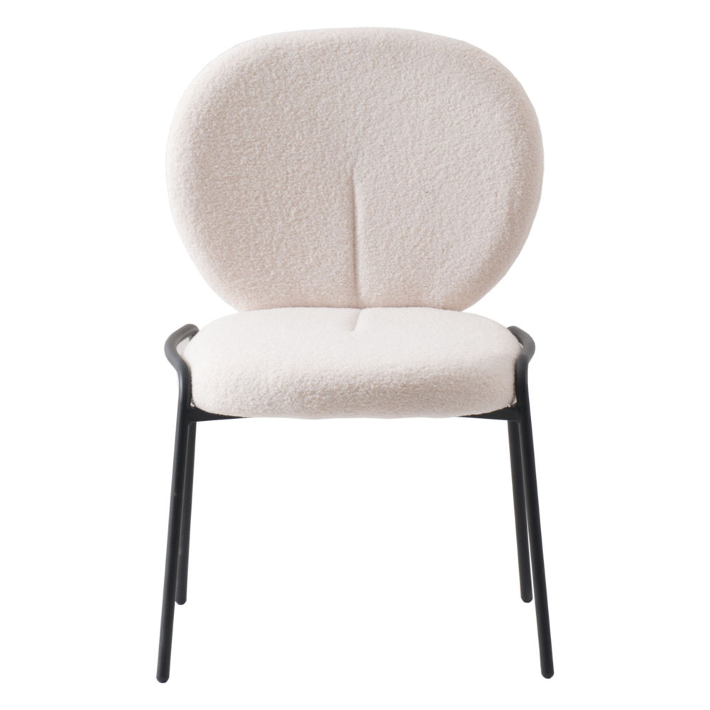Boucle Dining Side Chair with Black Powder Coated Iron Frame