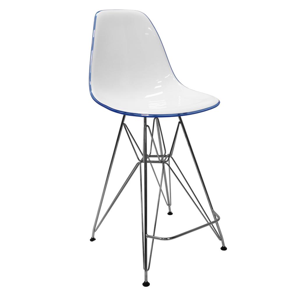 Cresco Modern Acrylic Barstool with Chrome Base and Footrest