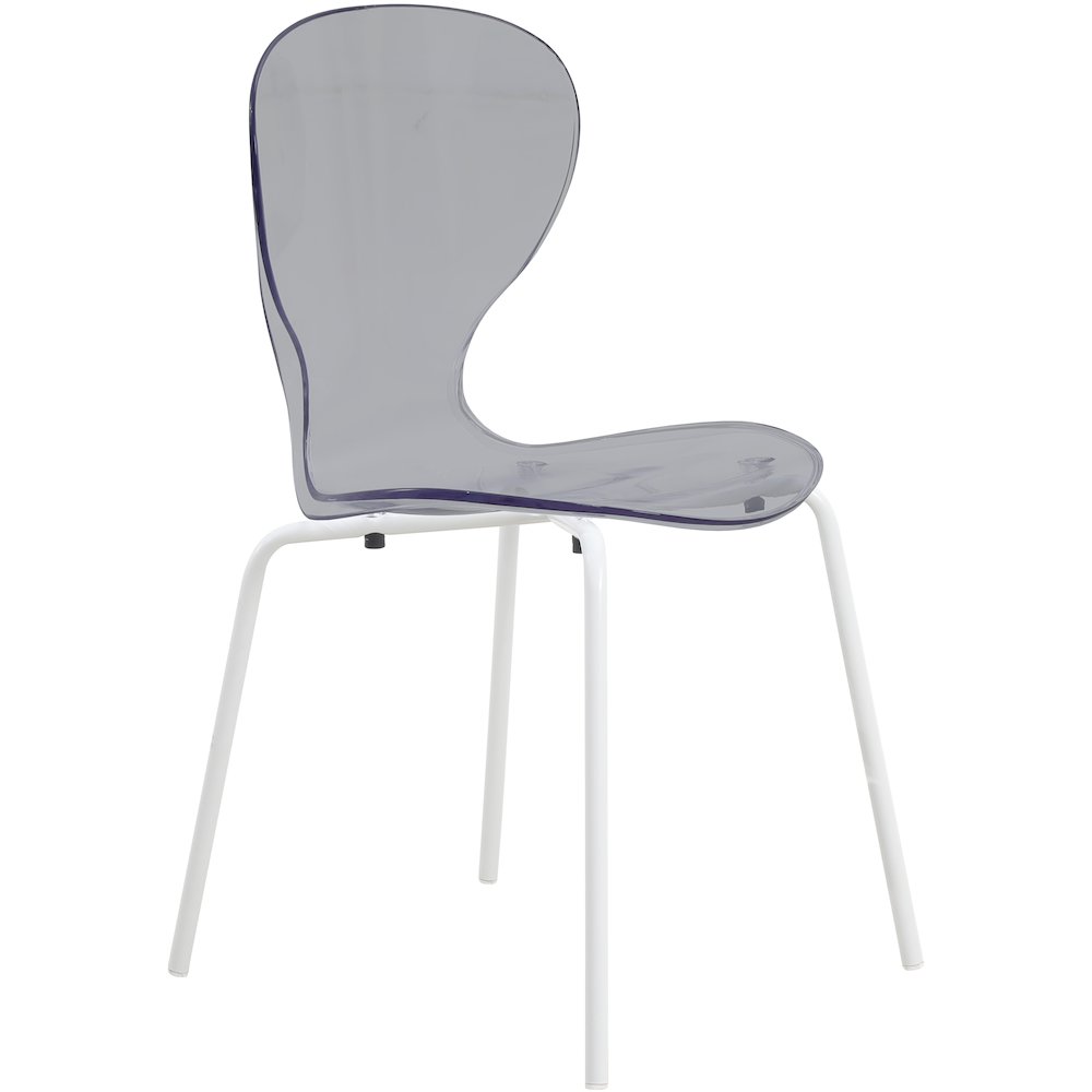 Modern Oyster Transparent Side Chair in White Base