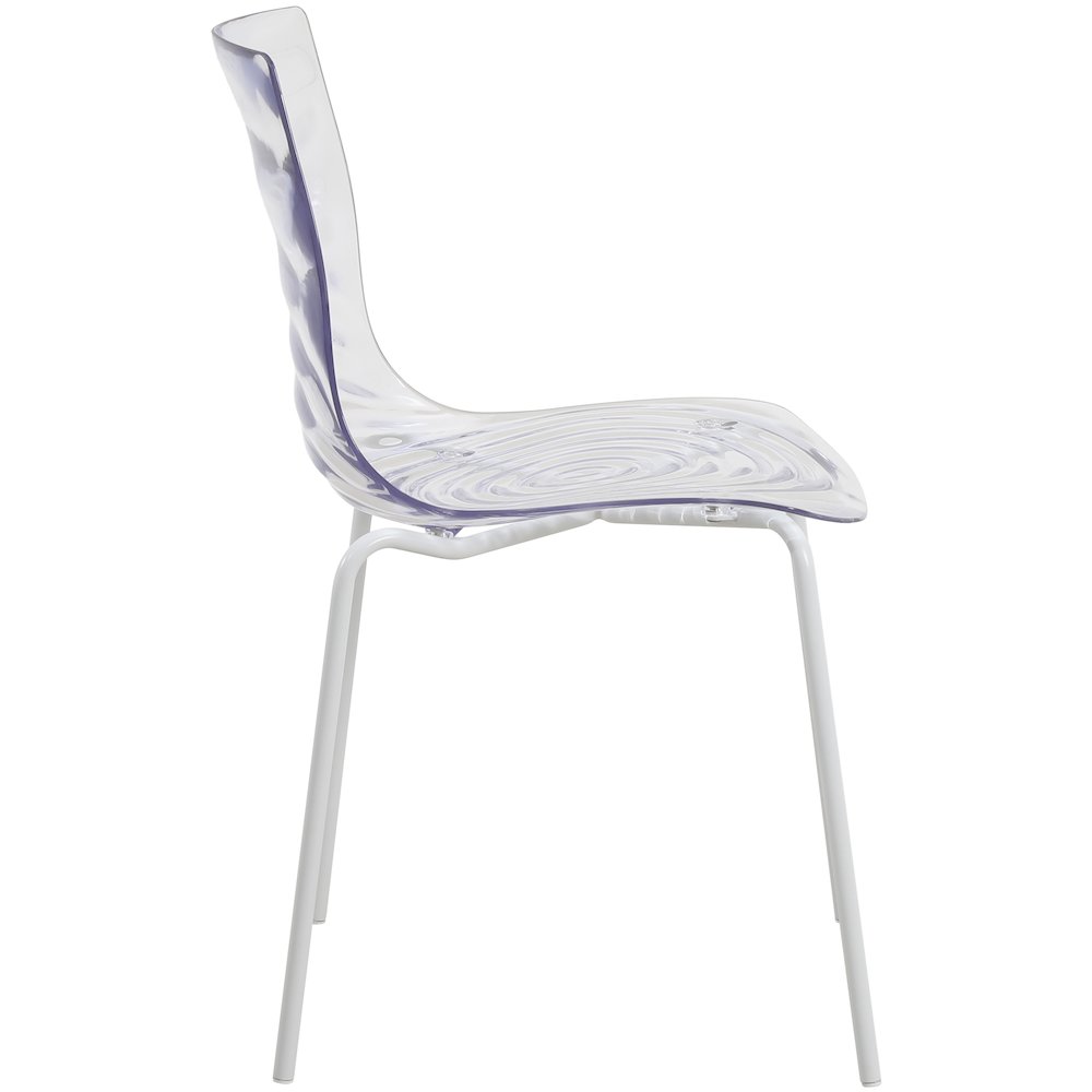 Astor Water Ripple Design Dining Chair in White Base Clear Seat Set of 4