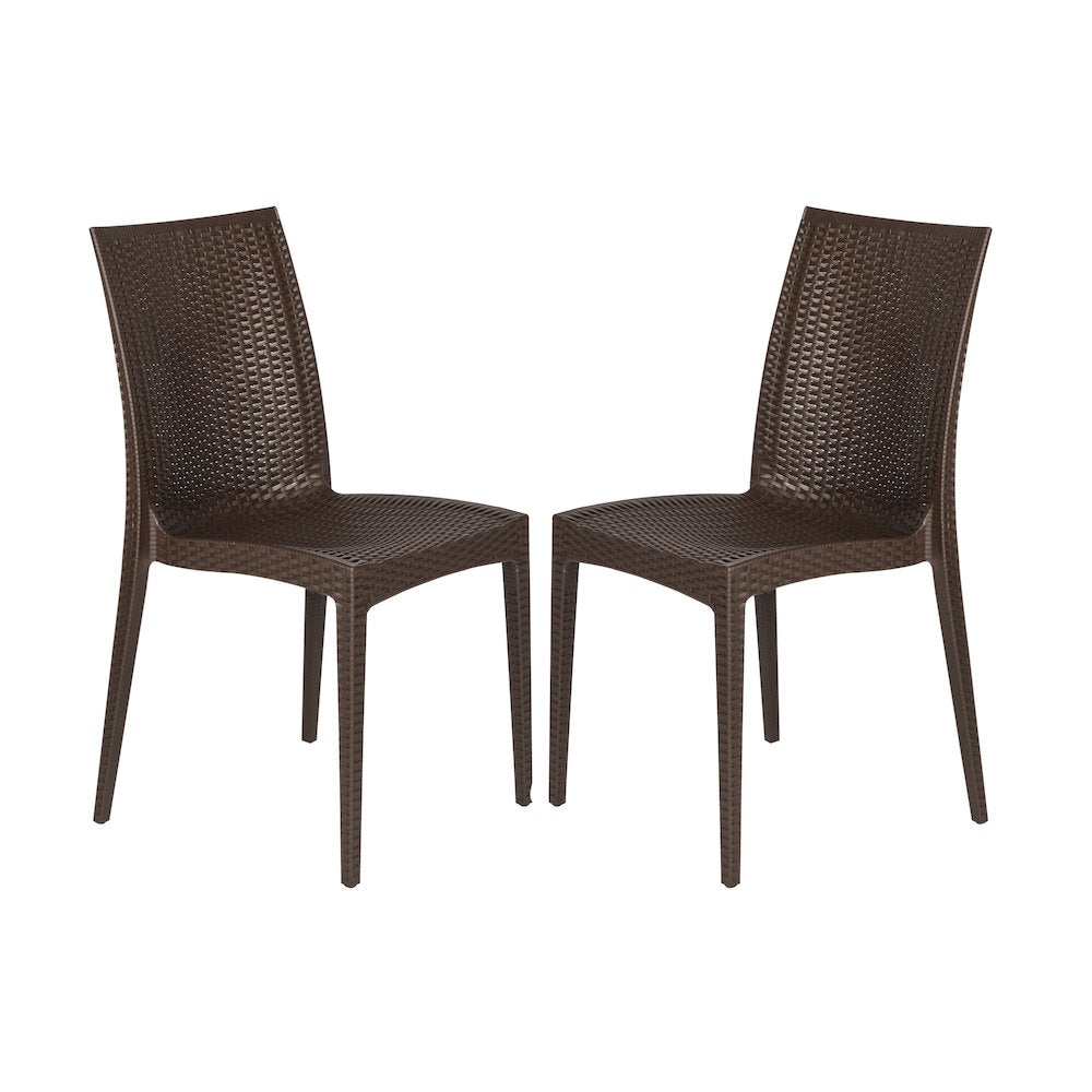 Weave Mace Indoor/Outdoor Dining Chair (Armless), Set of 2