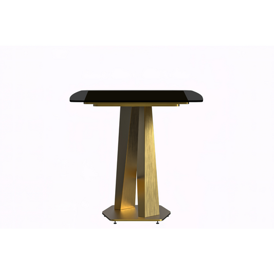 Voren Series Modern Dining Table Gold Base, With 55" Black Glass Top