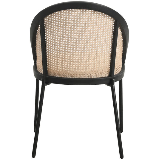 Urbane Collection Modern Dining Chair With Wicker back in Cream - Set of 2