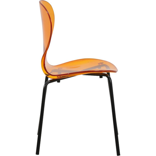 Modern Oyster Transparent Side Chair in Black Base Set of 4