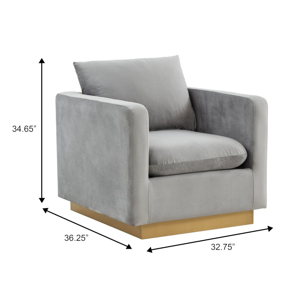 Nervo Velvet Accent Armchair With Gold Frame
