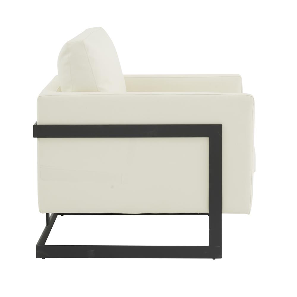 Leather Accent Armchair With Black Steel Frame
