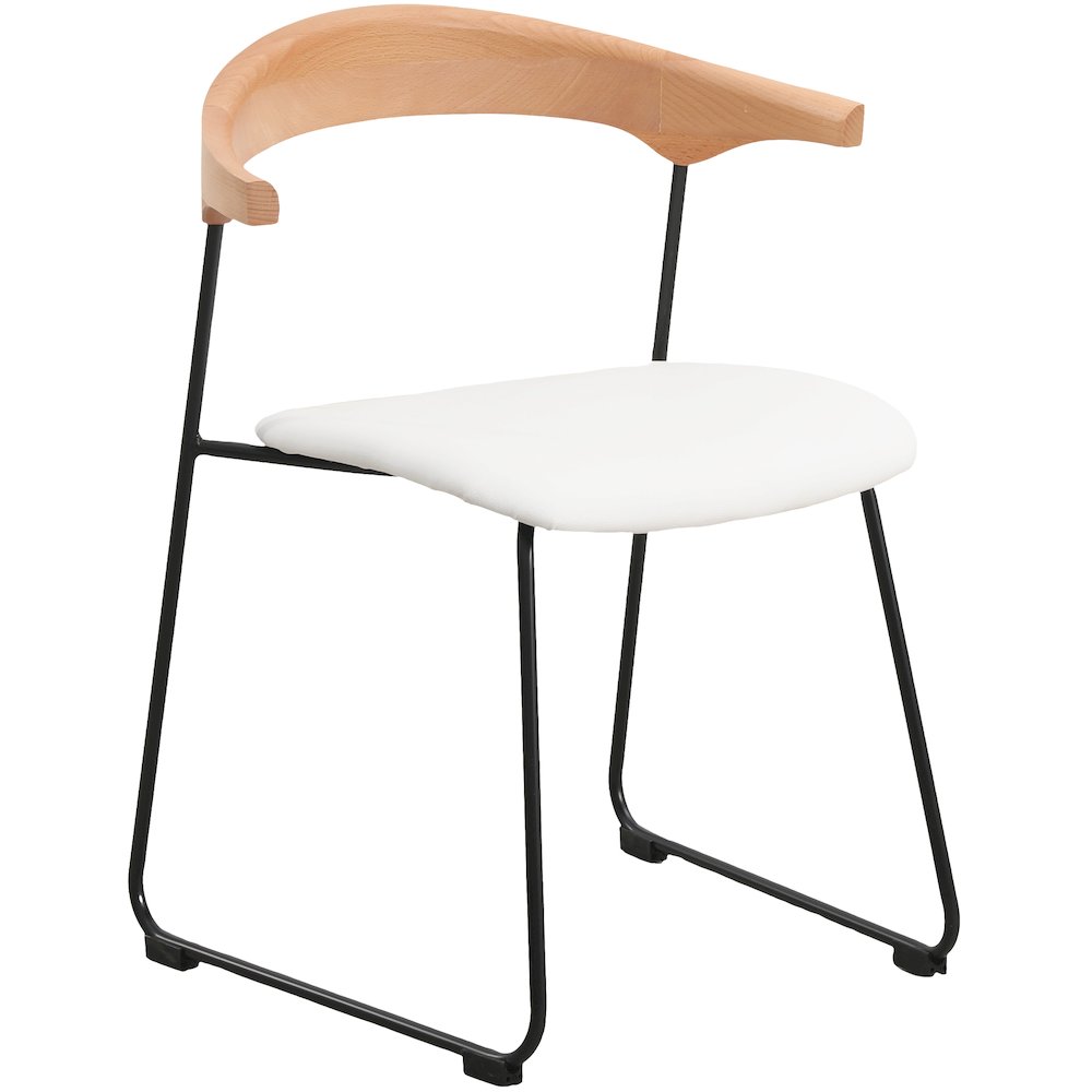 Lyra Collection Modern Chair in Natural Wood back and White Seat