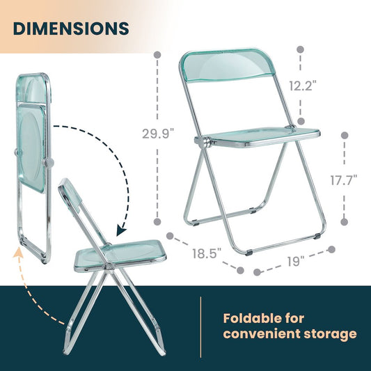 Lawrence Acrylic Folding Chair With Metal Frame, Set of 4