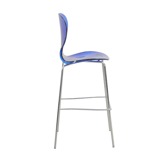 Oyster Acrylic Barstool with Steel Frame in Chrome Finish