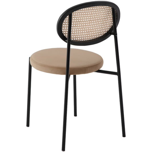 Euston Modern Wicker Dining Chair with Velvet Round Seat