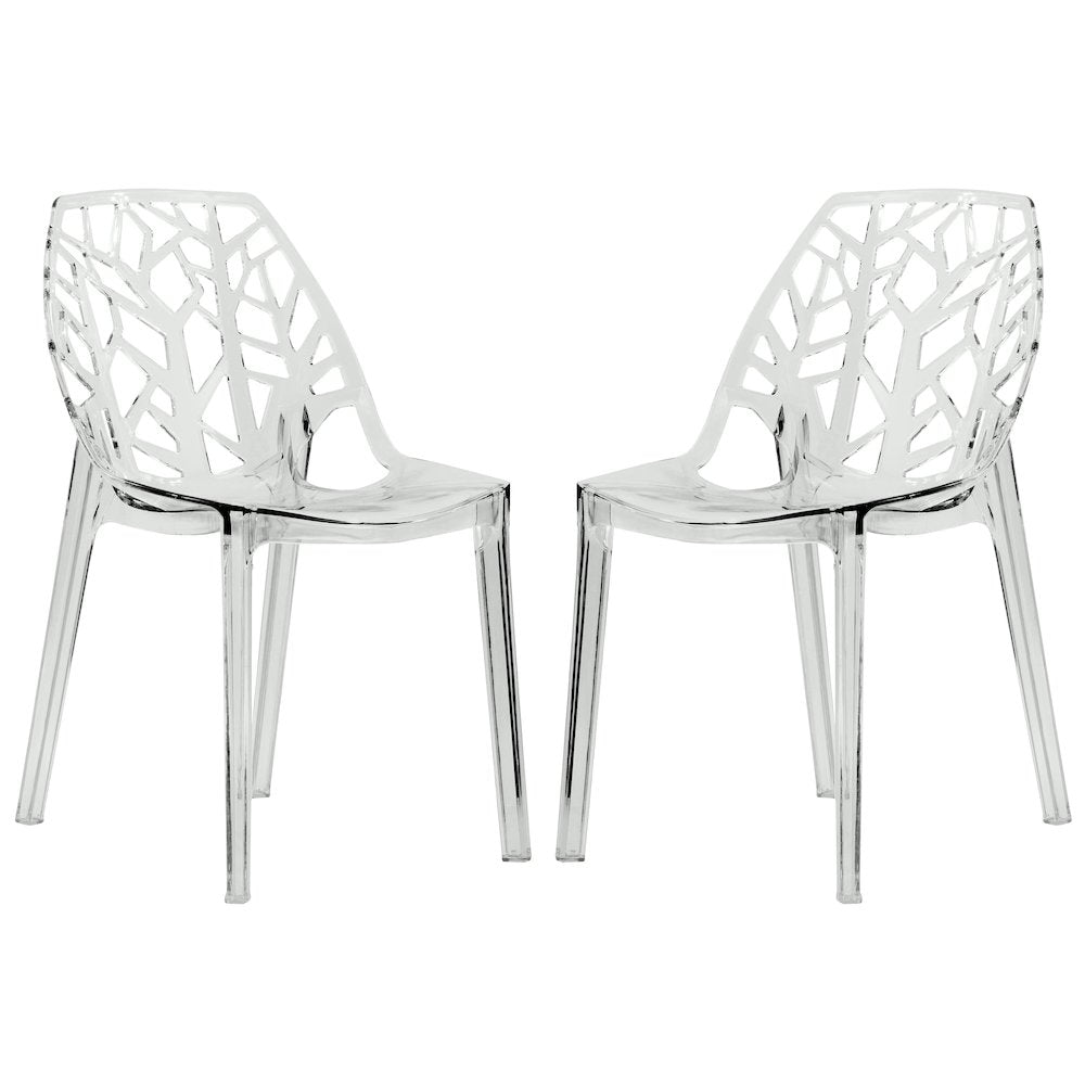 Cornelia Modern Spring Cut-Out Tree Design Stackable Dining Chair