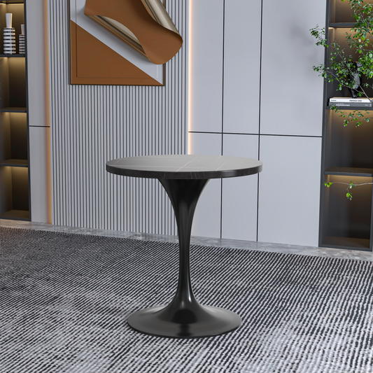 Verve 27 Round Dining Table, Black Base with Sintered Stone Black Top