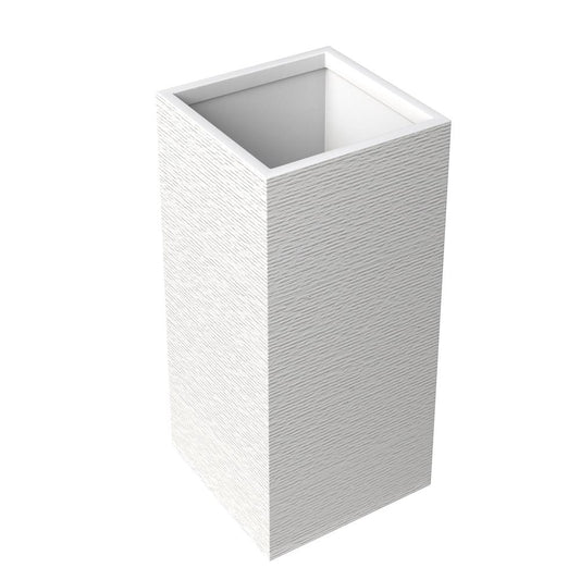 Basalt Series Poly Stone Planter 11" Square 23.6" High in White