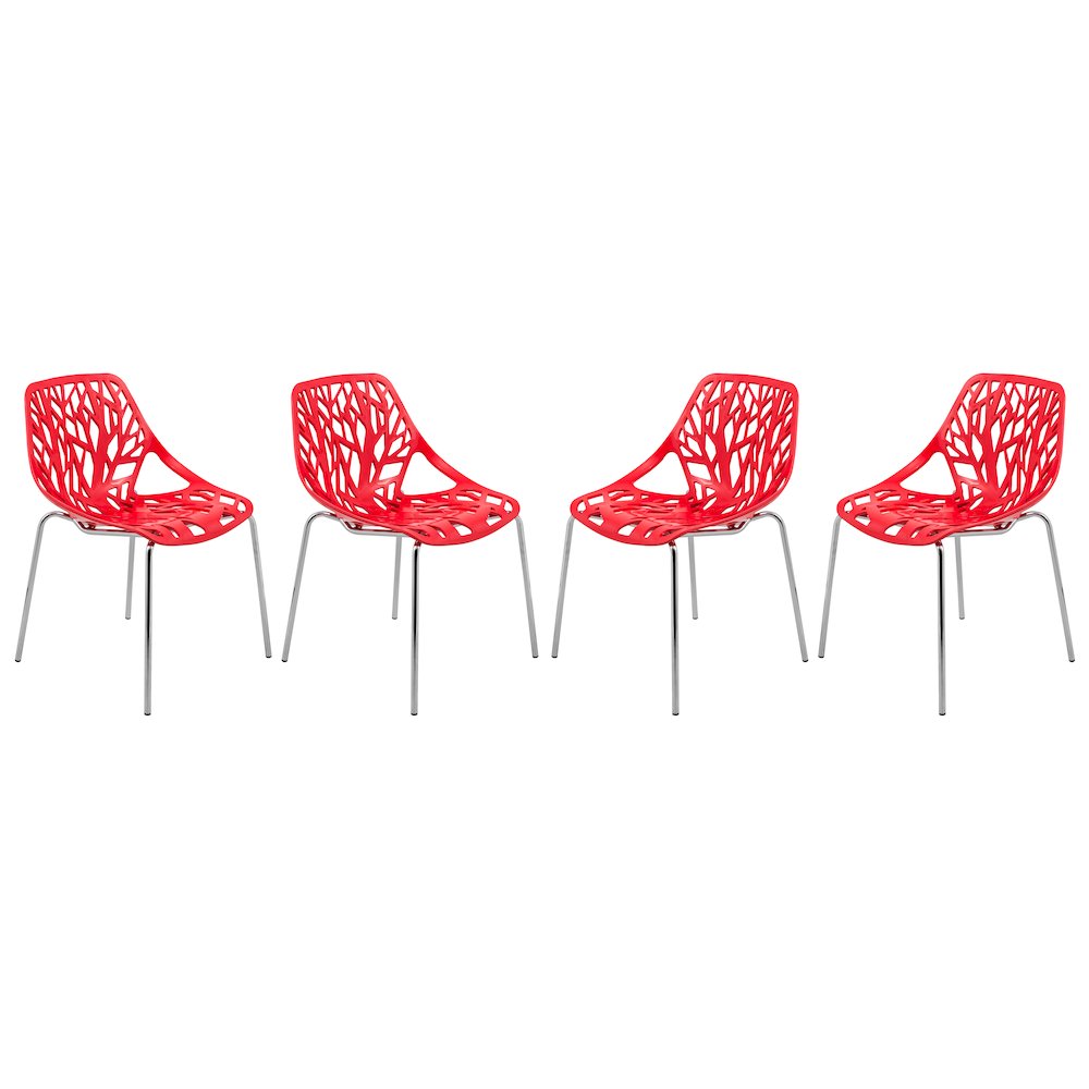 Modern Asbury Dining Chair w/ Chromed Legs, Set of 4