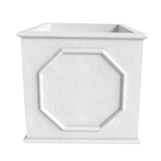 Sprout Series Cubic Fiber Stone Planter in White 25.6 Cube