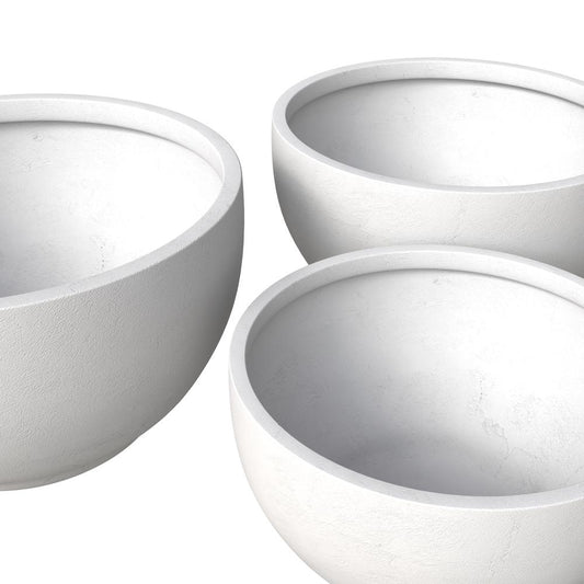 Grove Series Poly Stone Planter Set in White