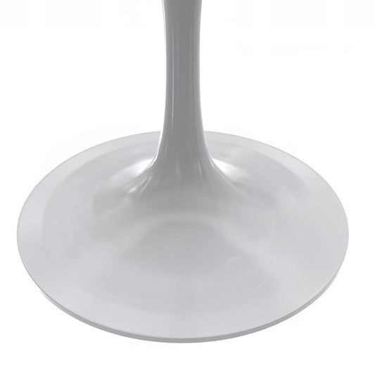 36 Round Dining Table, White Base with Laminated White Marbleized Top