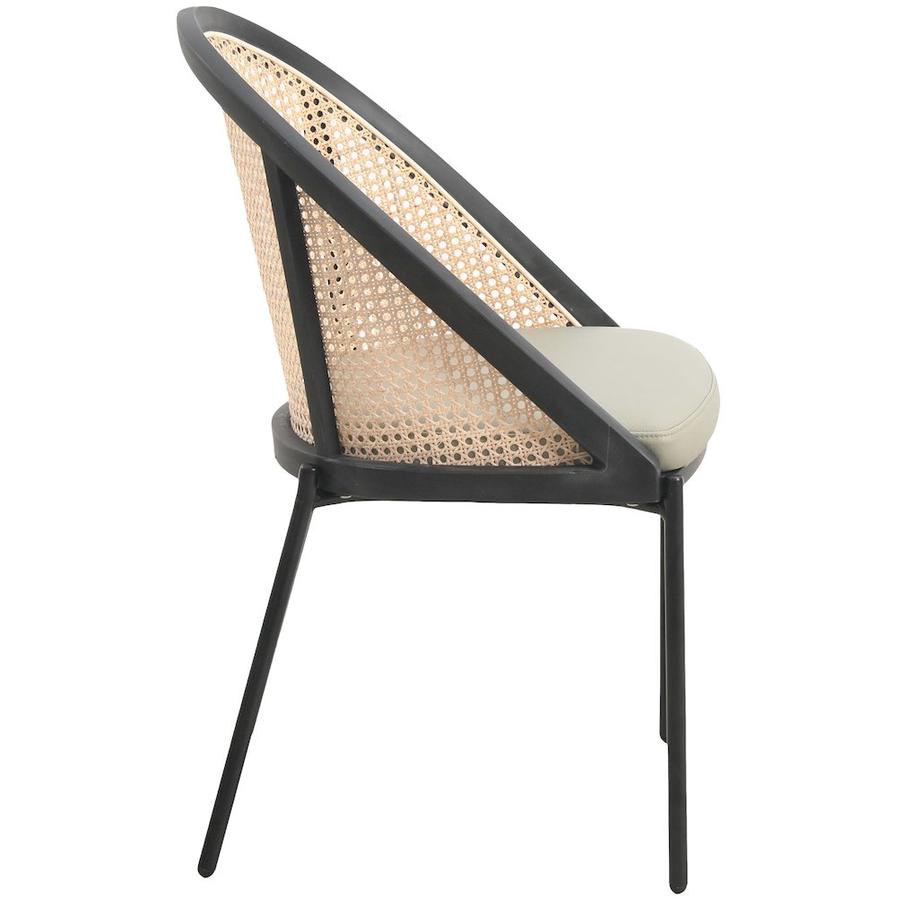 Urbane Collection Modern Dining Chair With Wicker back in Olive Green - Set of 4