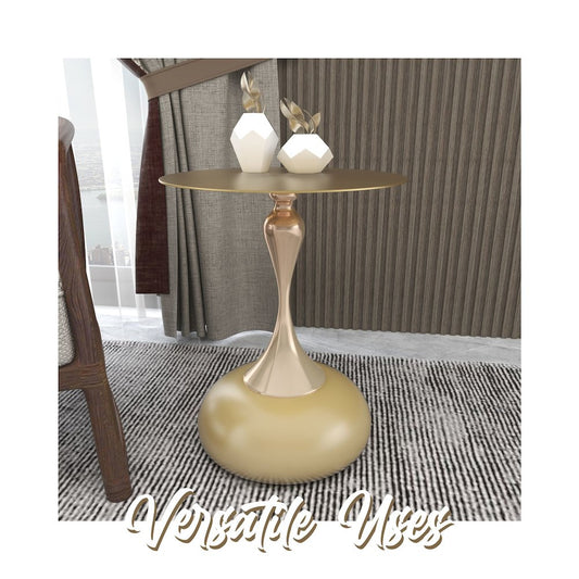 Savoy Collection Modern End Table In Gold With Gold Top