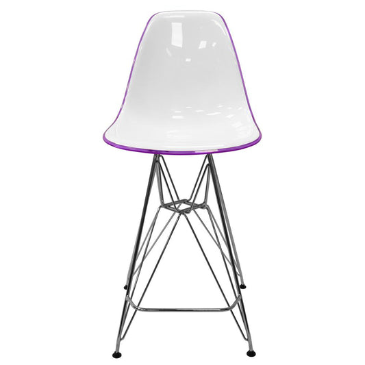 Cresco Modern Acrylic Barstool with Chrome Base and Footrest