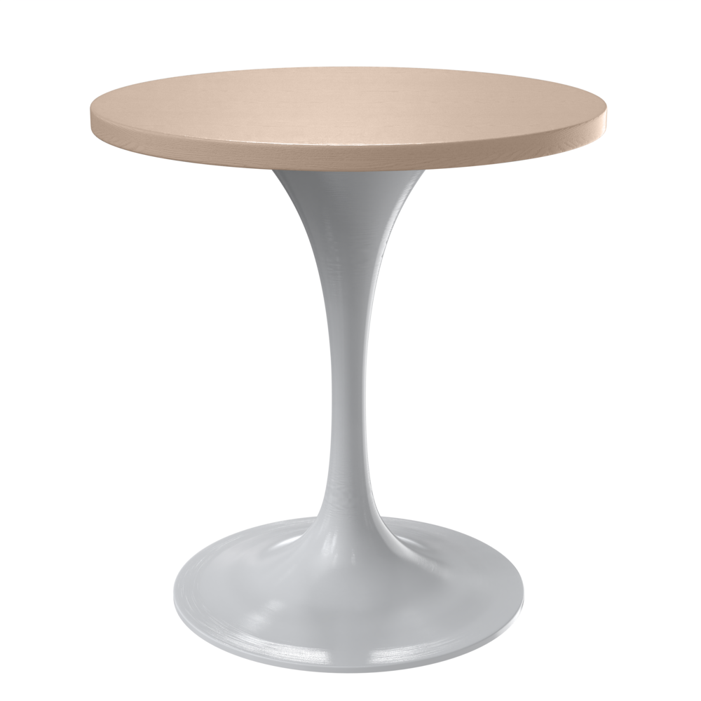 Verve 27 Round Dining Table, White Base with Light Natural Wood MDF Top
