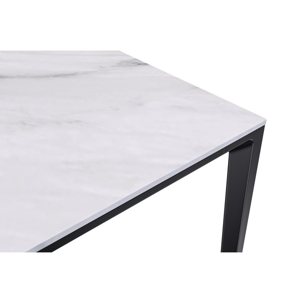 Avo Series Modern Dining Table Black Base, With 71 White Sintered Stone Top