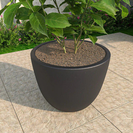 Dahlia Series Poly Stone Planter in Black 21.3 Dia, 15.7 High