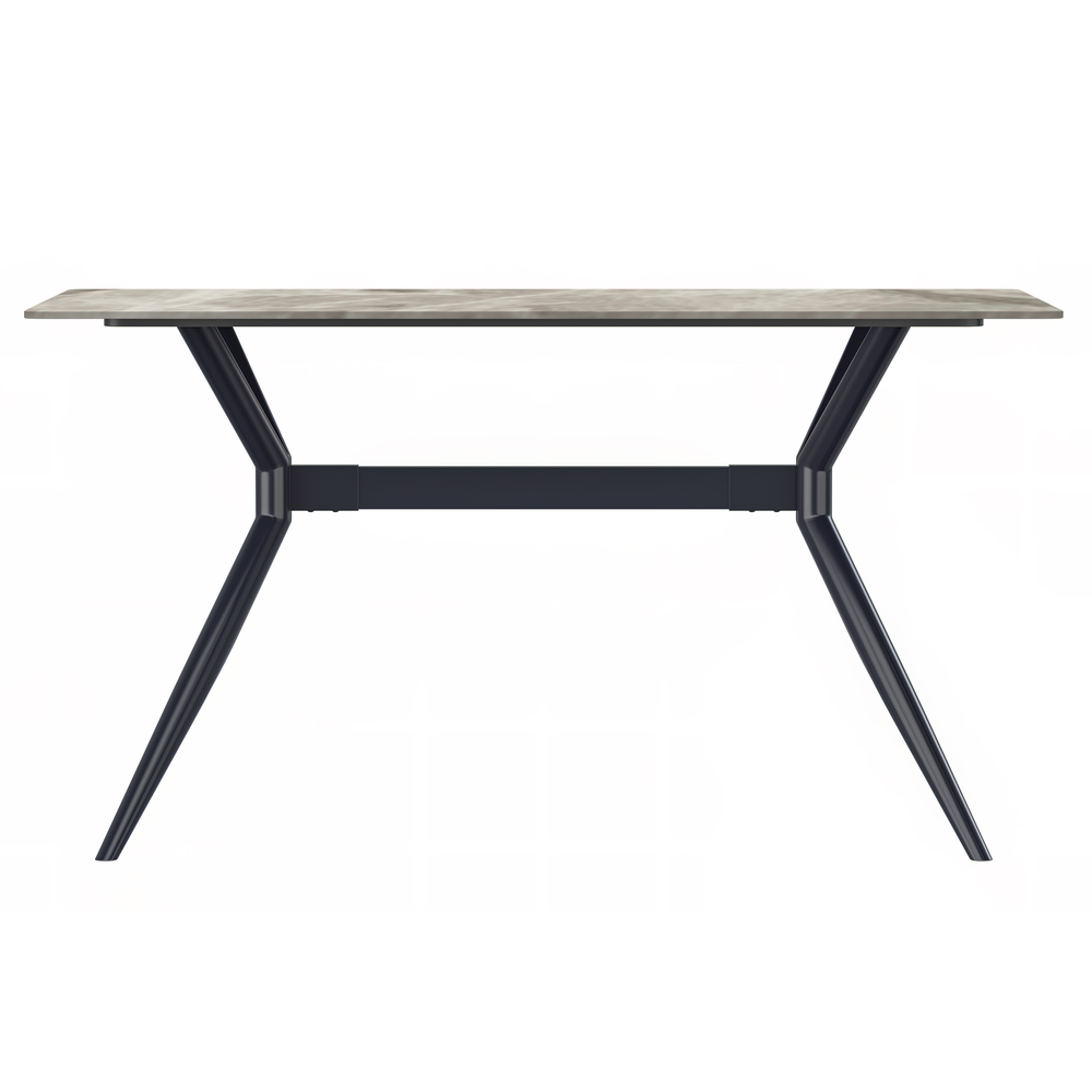 Black Stainless Steel Dining Table 55 With Deep Grey Sintered Stone Top