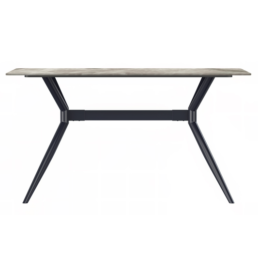 Black Stainless Steel Dining Table 55 With Deep Grey Sintered Stone Top