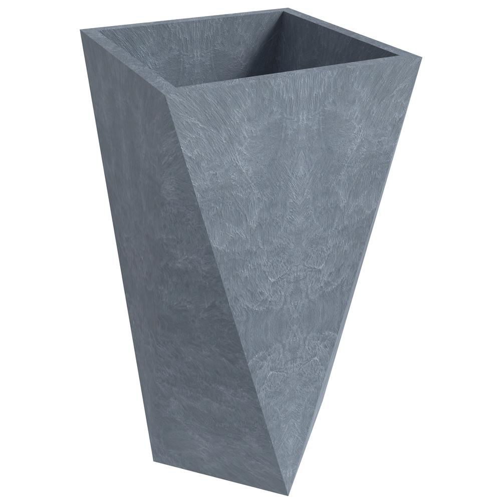 Aloe Series PolyStone Planter in Grey, 13 x 13, 24 High