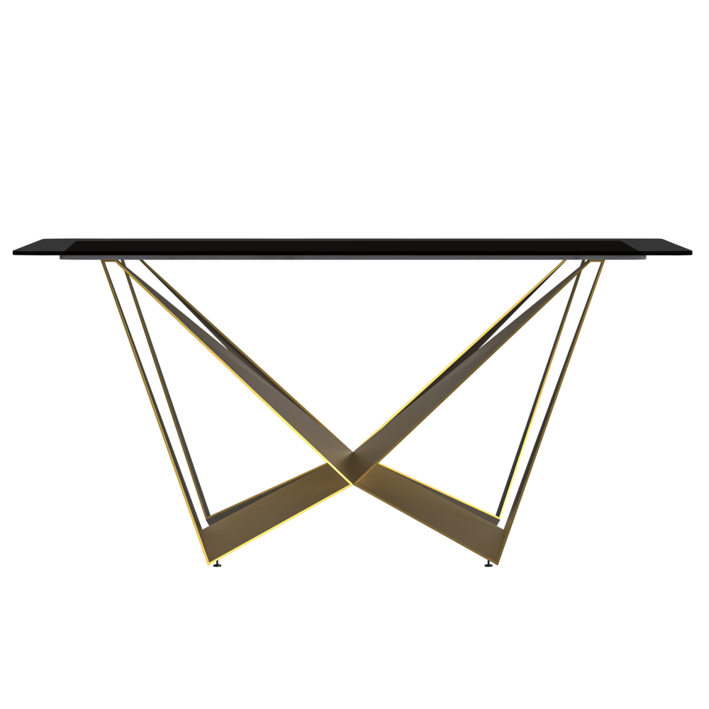 Modern Dining Table with a 55" Rectangular Top and Gold Steel Base