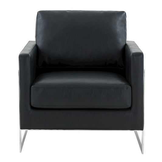 Lincoln Leather Accent Armchair With Silver Frame