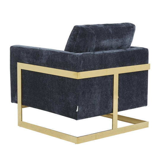 Accent Armchair with Gold Stainless Steel Frame and Removable Back Cushion