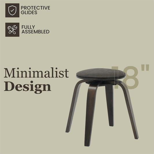 Modern Wooden Dining Stool, Dark Walnut Color in Brown