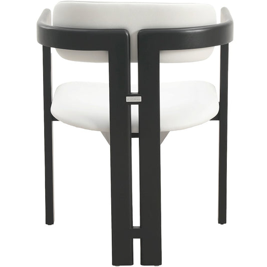 Velo Series Modern Dining Chair Black Wood with Off White Seat Set of 4