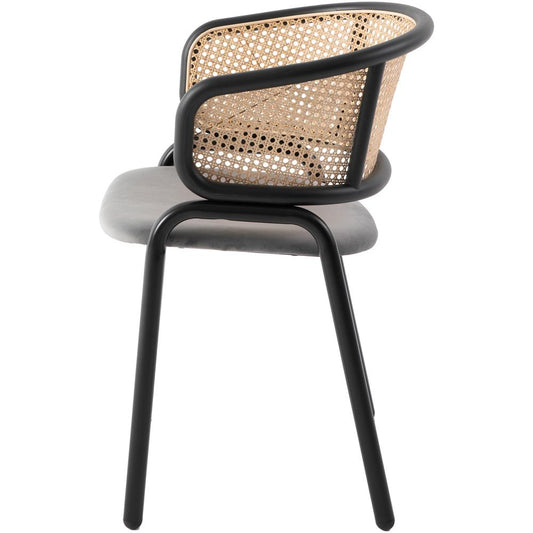 Dining Chair With Stainless Steel Legs Velvet Seat and Wicker Back
