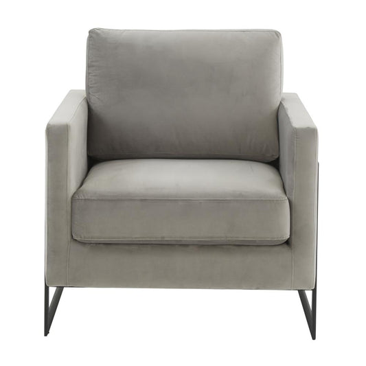 Velvet Accent Armchair With Black Steel Frame