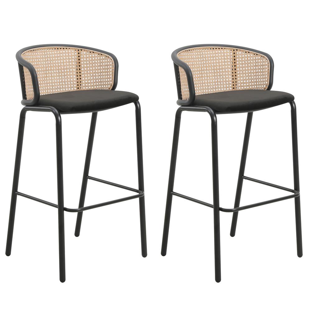 Seat and Black Powder Coated Steel Frame, Set of 2