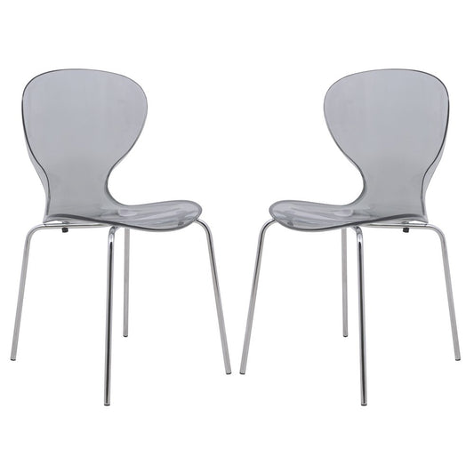 Modern Oyster Transparent Side Chair, Set of 2